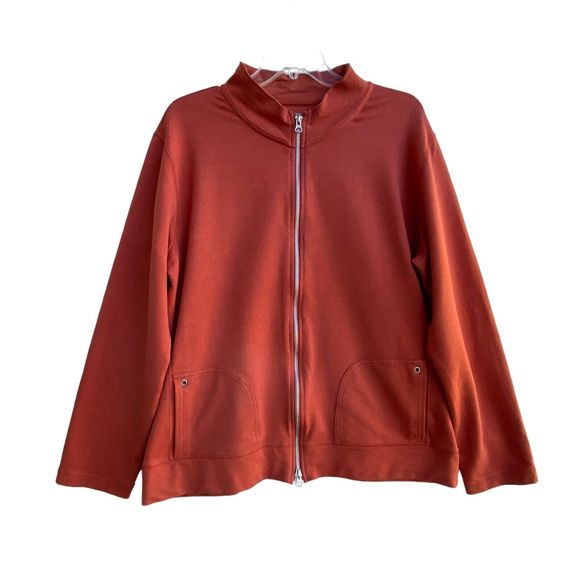 Zenergy Chico's Sweatshirt Full Zip 3/XL Orange Long Sleeve Lyocell Athleisure - Picture 1 of 7